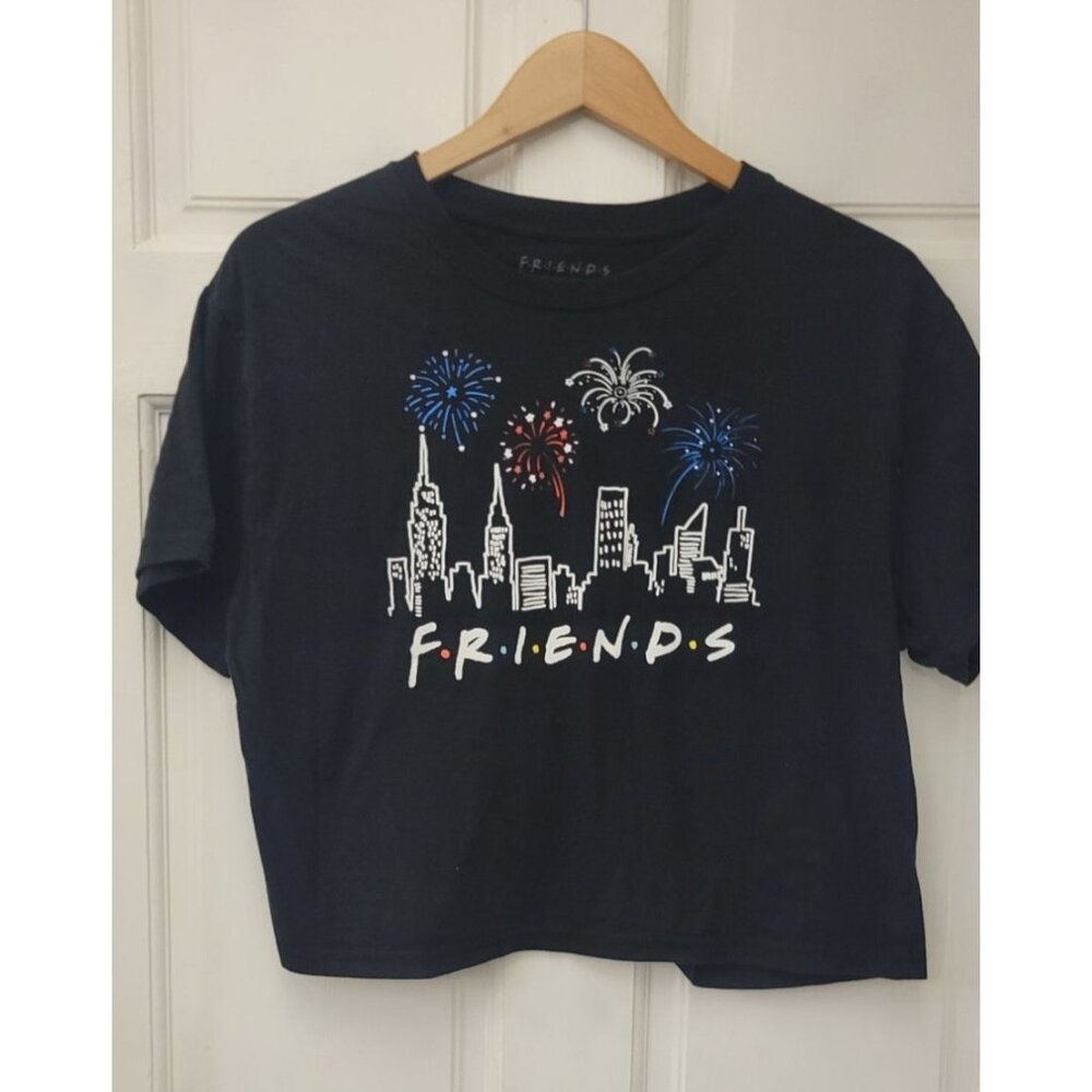 Friends TV Show Fireworks Graphic Crop Top Shirt - XL black